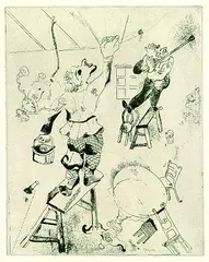 Les Peintres by Marc Chagall, 1948, Etching, sold Oct 2004