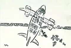 Airplane by William Copley, 1993, Felt-tip pen drawing, sold Oct 2004