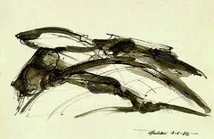Rolf Sackenheim, Komposition, 1982, Sepia
