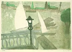 Rudolf Hradil, 5 Bll. Stadtansichten, Lithograph in colours