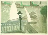 Rudolf Hradil, 5 Bll. Stadtansichten, Lithograph in colours