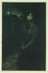 Edgar Chahine, Le Trottoir, Etching in colours
