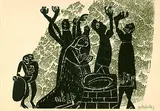 2 Bll.: Dürre Afrika. Reiter by HAP Grieshaber, 1973, Woodcut, sold Oct 2004
