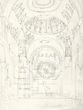 Wilhelm Gail, Kircheninterieur, Pencil drawing