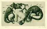 2 Bll.: Bogenschütze II. Der kleine Mensch by Richard Müller, 1918, Etching, sold Oct 2004