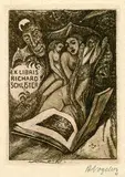 Exlibris Richard Schlüter I by Heinrich Vogeler, 1919, Etching, sold Oct 2004