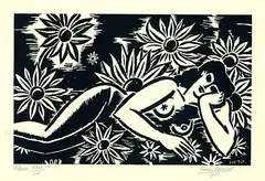 Fleurs by Frans Masereel, 1951, Woodcut, sold Oct 2004