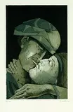 Karl Plattner, Der Kuss, 1977, Etching and aquatint in colours