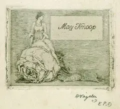 3 Bll. Exlibris: May Knoop. Else Altvater. Selma Löhnberg by Heinrich Vogeler, 1909, Etching, sold Oct 2004