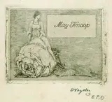 3 Bll. Exlibris: May Knoop. Else Altvater. Selma Löhnberg by Heinrich Vogeler, 1909, Etching, sold Oct 2004