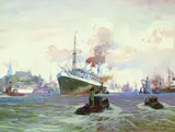 Johannes Harders, Hamburger Hafen, Gouache