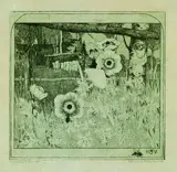Frühlingsblumen by Heinrich Vogeler, 1899, Etching, sold Oct 2004