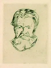 Männerkopf by Edvard Munch, 1906, Etching, sold Oct 2004