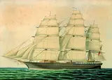 Englischer Marinemaler, Englisches Vollschiff auf See, 1860, Watercolour