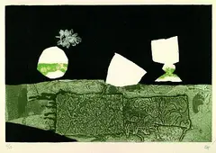 Fruit et verre by Antoni Clavé, 1969, Etching in colours, sold Oct 2004