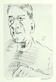 Oskar Kokoschka, 2 Bll.: Selbstbildnis mit Radiernadel, 1970, Drypoint