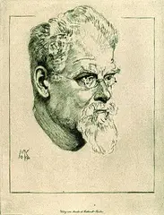 Selbstbildnis mit Brille by Max Klinger, 1909, Etching, sold Oct 2004