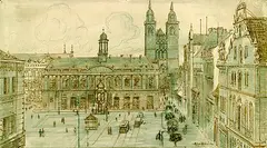 Alfred Heide, 2 Bll.: Ansichten von Magdeburg, Pen and ink drawing