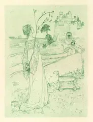Märchen (Die Hirtin) by Heinrich Vogeler, 1895, Etching, sold Oct 2004
