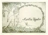 3 Bll. Exlibris: Fridel Nehrhaupt. Martha Vogeler (2) by Heinrich Vogeler, 1908, Etching, sold Oct 2004