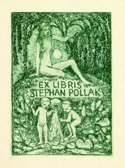 4 Bll. Exlibris: Stephan Pollak. Hanna Richter. Gerhard Schmidt (2) by Heinrich Vogeler, 1922, Etching, sold Oct 2004