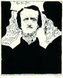 Horst Janssen, 2 Bll.: Edgar Allan Poe. Selbst für Griffelkunst, 1966, Lithograph