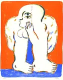 Horst Antes, Weibliche Figur mit Boa, 1966, Lithograph in colours