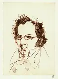 Horst Janssen, Franz Schubert (Franzl), 1983, Etching