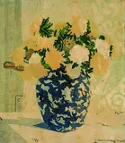 Elisabeth Consentius, Blumen in Vase, 1916, Woodcut in colours