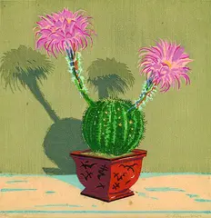 Kurt Schumacher, Kaktus, Woodcut in colours