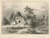 Edmund Koken, Flusslandschaft mit Fischerboot, 1848, Pencil drawing