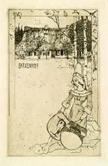 Exlibris Barkenhoff by Heinrich Vogeler, 1896, Etching, sold Oct 2004