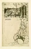 Exlibris Barkenhoff by Heinrich Vogeler, 1896, Etching, sold Oct 2004