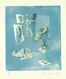 Mac Zimmermann, Bildhauer H.U. bei der Arbeit, 1956, Etching in colours