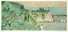 Herbert Breiter, 3 Bll.: Landschaft auf Korcula. Türme in der Mani. Grüne Bucht, 1974, Lithograph in colours