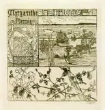 2 Bll. Exlibris: Margarethe Herwig. Marie Hackfeld by Heinrich Vogeler, 1897, Etching, sold Oct 2004