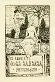 Heinrich Vogeler, 2 Bll. Exlibris: Olga Barbara Lorenz-Meyer. Olga Barbara Petersen, 1906, Lithograph