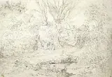 Friedrich August Schlegel, Kleine Hütte im Wald, Pencil drawing