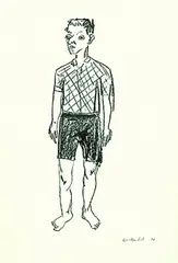 Stehender Junge by Stephan Balkenhol, 1994, Lithograph, sold Oct 2004