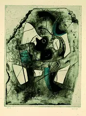 Ferdinand Springer, Giorgos Seferis "Wir die wir auszogen", 1969, Etching in colours