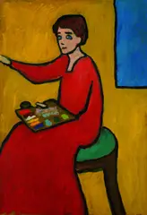 Gabriele Münter, Beim Malen, 1911, Oil on cardboard