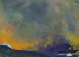 Meer (hoher Himmel, dunkelgrünes Wasser, qualmender Dampfer) by Emil Nolde, 1946, Watercolour, sold May 2004