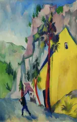 Joseph Urbach, Landschaft mit gelbem Haus, 1920, Oil on canvas