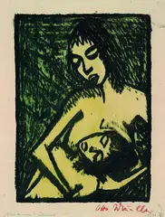 Mutter und Kind by Otto Mueller, 1920, Lithograph, sold May 2004