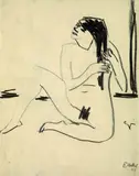 Erich Heckel, Atelierszene, 1909, Oil crayon