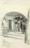 August Macke, Unter den Lauben in Thun I, 1914, Charcoal drawing