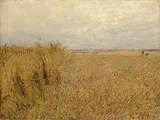 Paul Baum, Abgeerntetes Kornfeld mit Garben, 1890, Oil on canvas