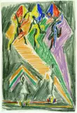 Tanzende Mädchen in farbigen Strahlen by Ernst Ludwig Kirchner, 1932, Pen and ink drawing, sold May 2004
