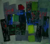 Fritz Winter, Zwischen Blau und Grün, 1958, Oil on canvas