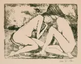 Otto Mueller, Zwei sitzende Mädchen 2 (Hockende Akte), 1921, Lithograph